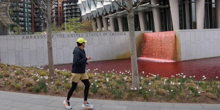 Greenpeace UK leader arrested for targeting American embassy with ‘ blood-red dye’: report