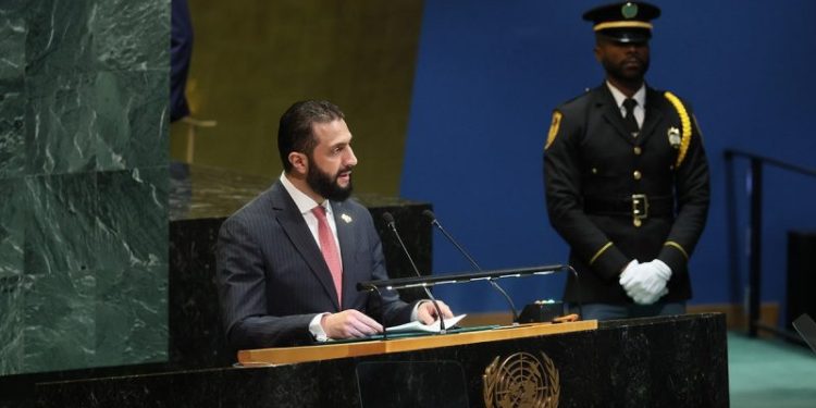 Syrian president’s historic UN speech joined by thousands rallying outside for peace and Trump’s support